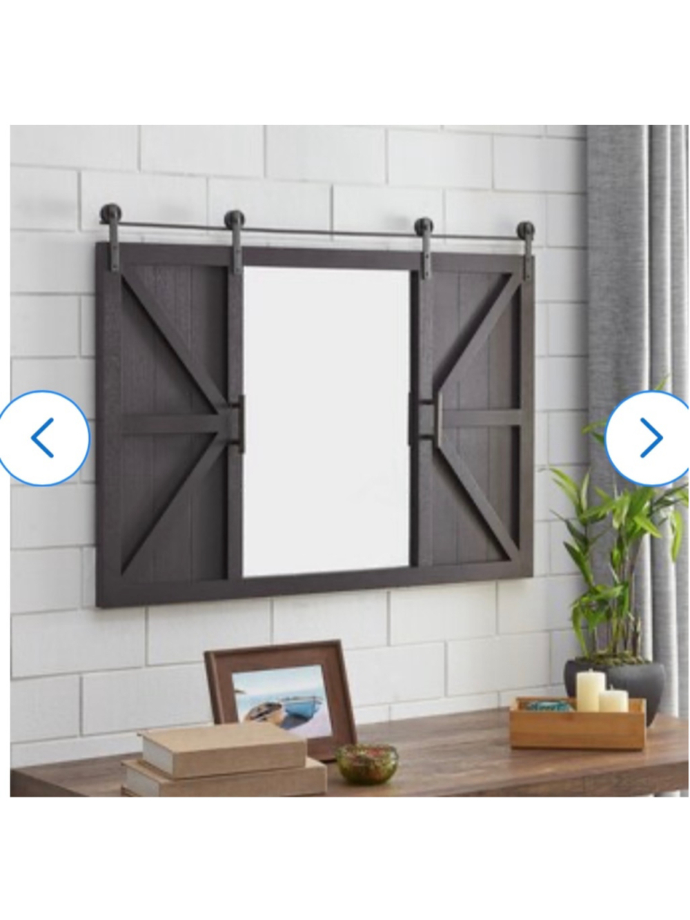 FirsTime & Co. Espresso Hayloft Barn Door Mirror, One Size, Brown and Black